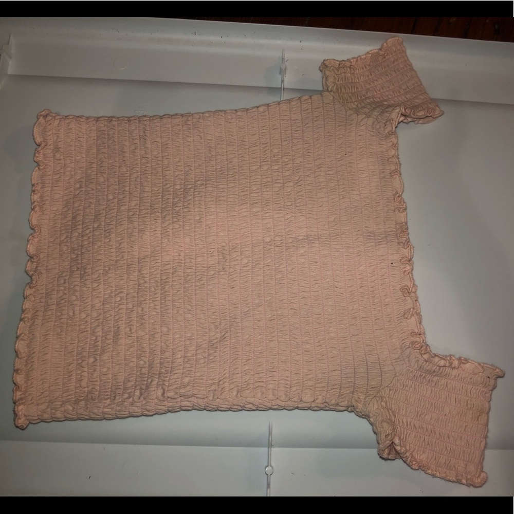 baby pink lettuce hem crop top